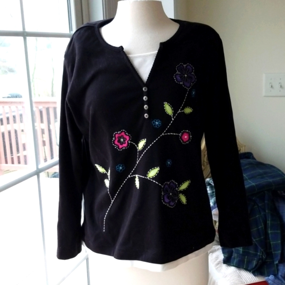 🩷Vintage 💜Alfred Dunner💜 Floral Knit Top